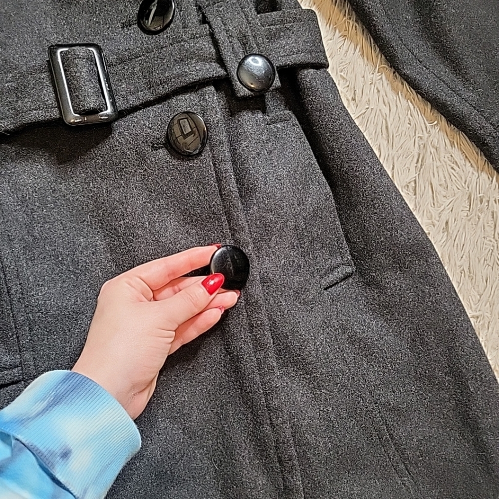 Womens Giacca Wool Blend Coat Jacket Charcoal Gray Size Small S Winter Fall Chic - Picture 5 of 15